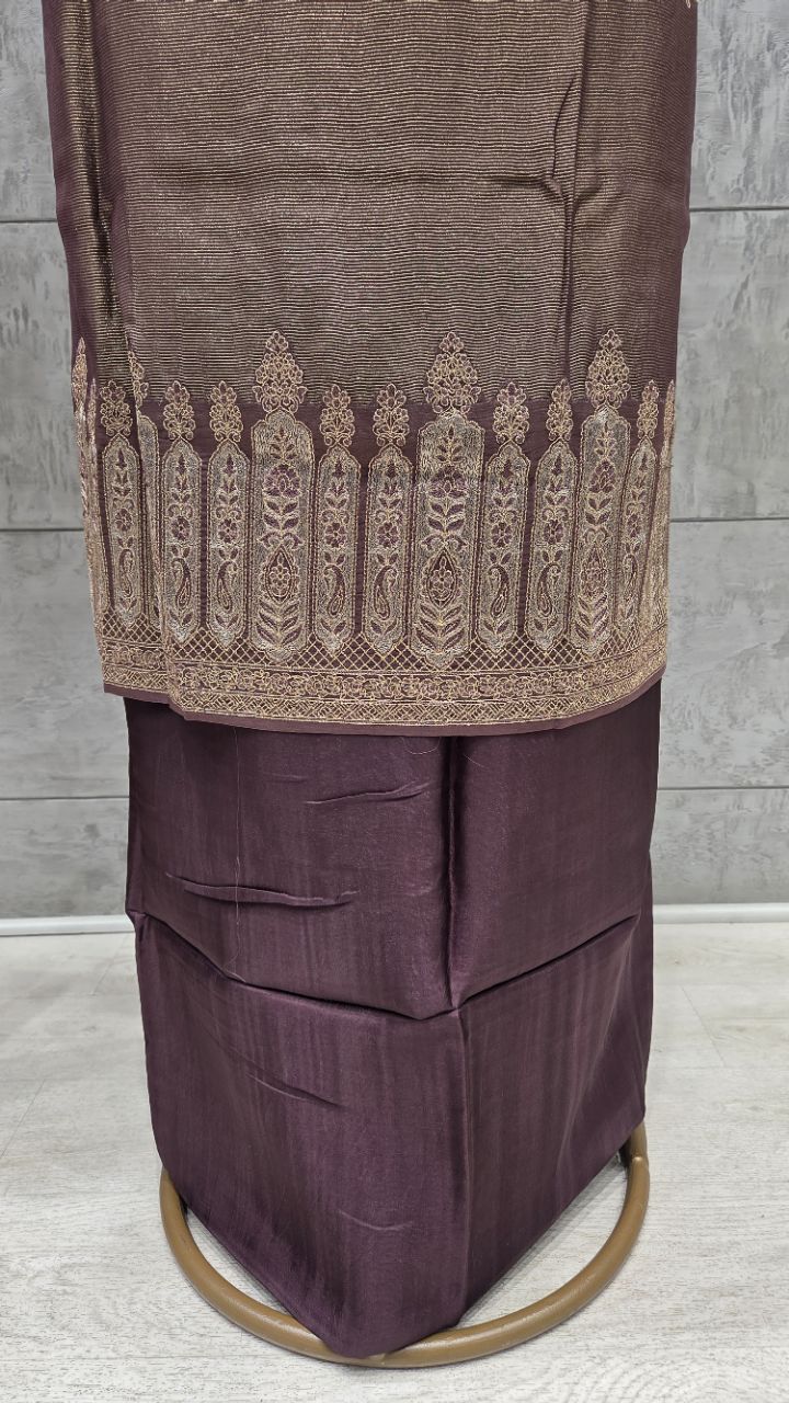 Embroidered  Unstitched Silk Suit view 5