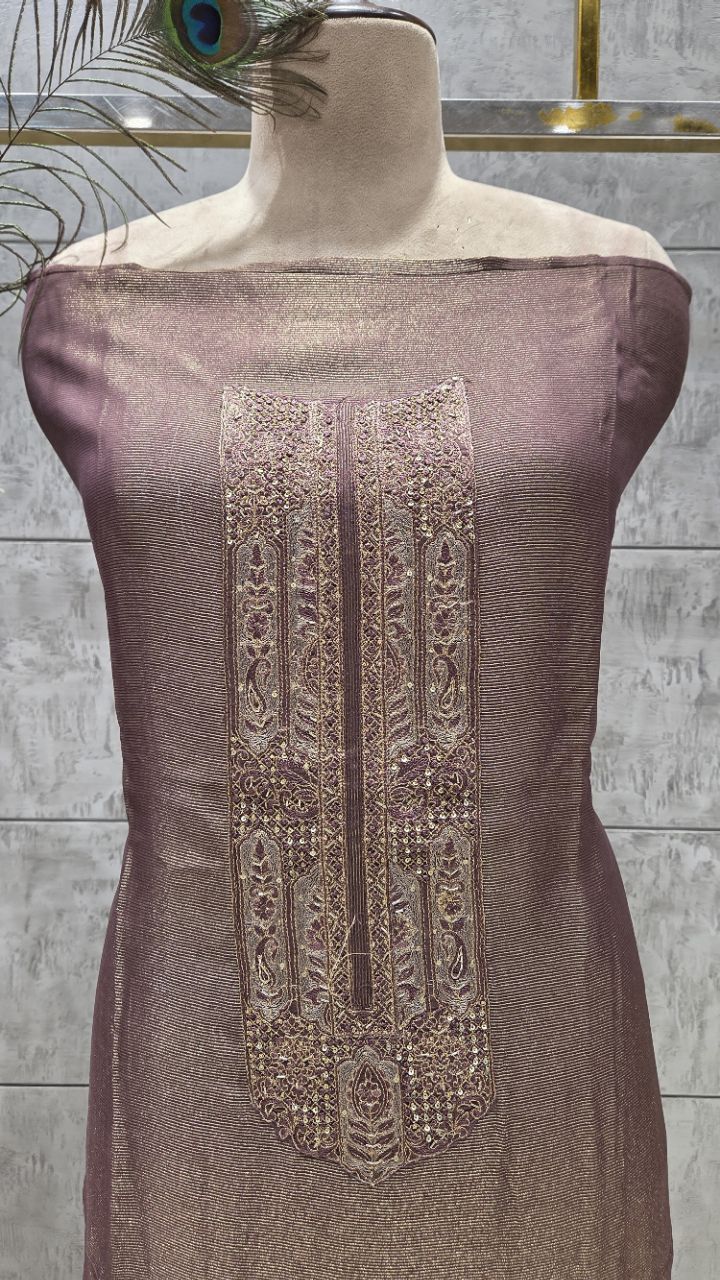 Embroidered  Unstitched Silk Suit view 4