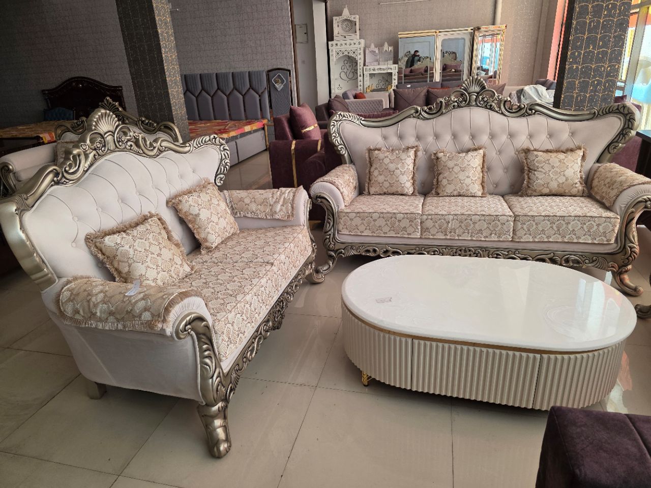Silver Royal Sofa Set