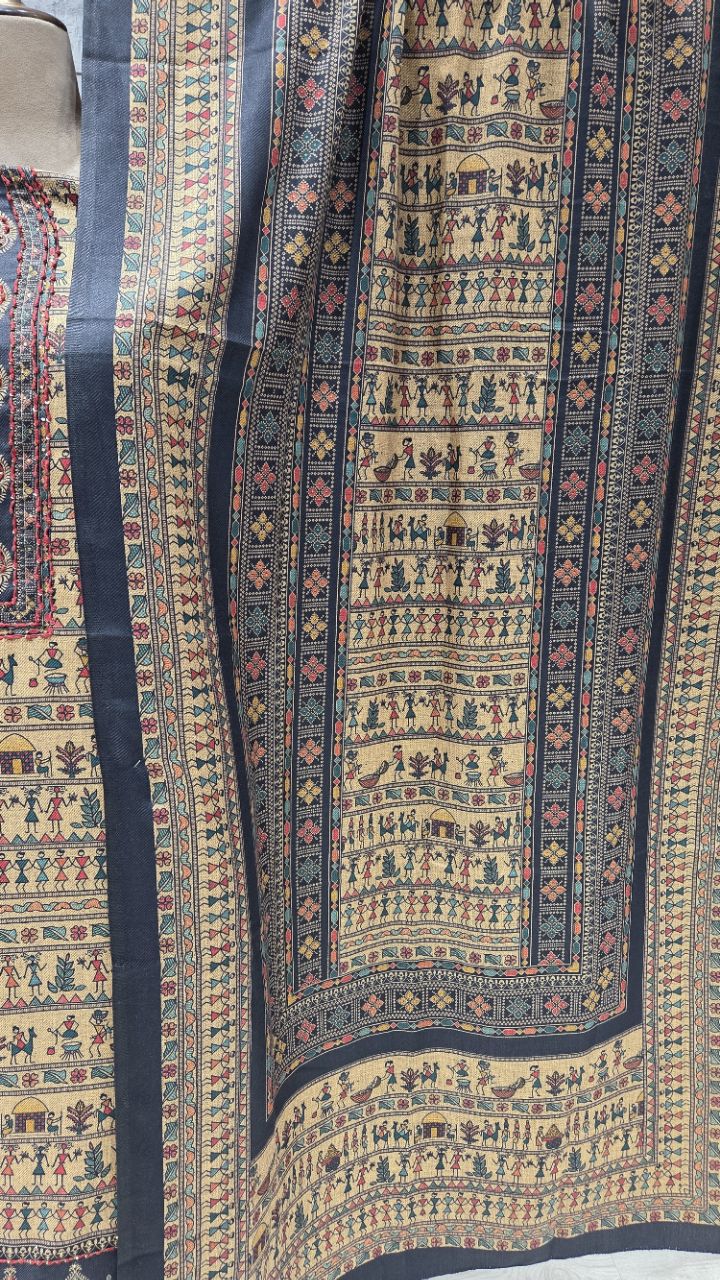 Printed Ethnic Winter Woolen Unstitched Suit For Women view 2