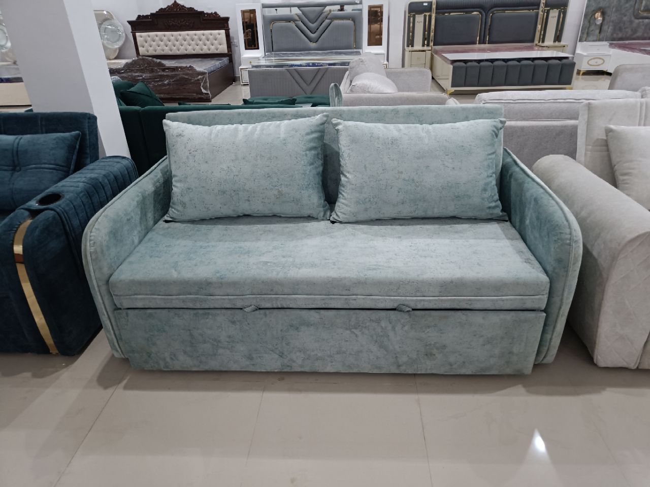 Mint Green Sofa Cum Bed