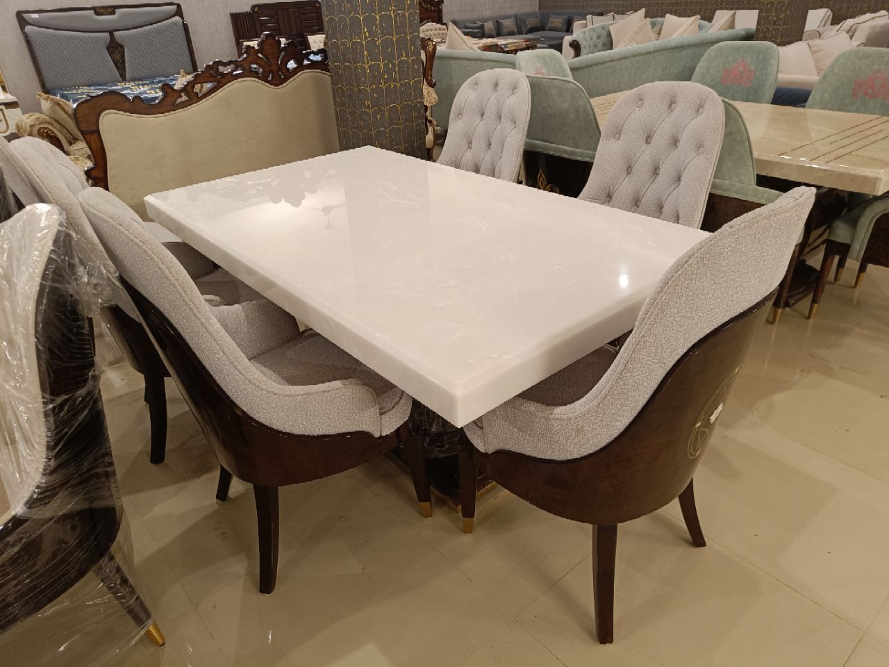 Marble Top Dining Table Set