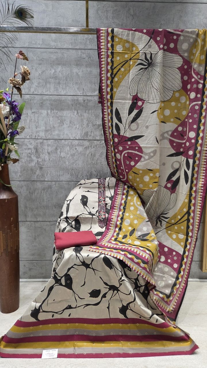 Elegant Printed Unstitched Suit