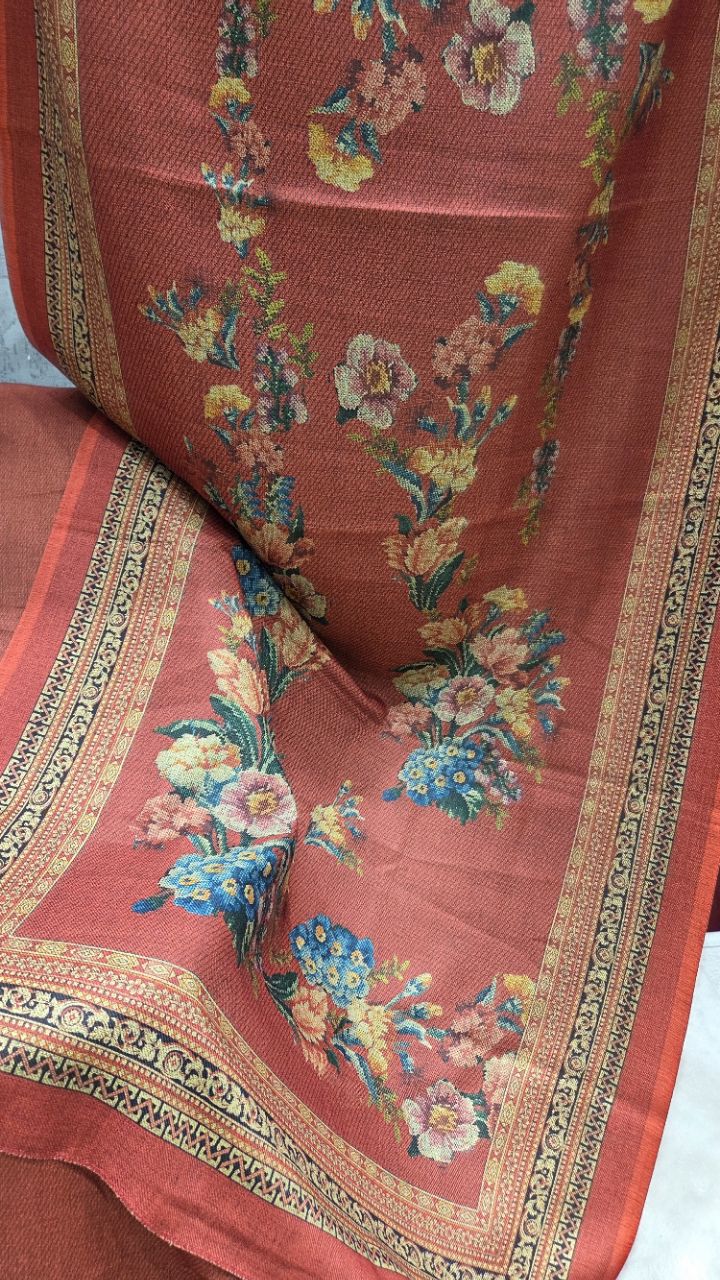 Floral Printed Unstitched Suit view 4