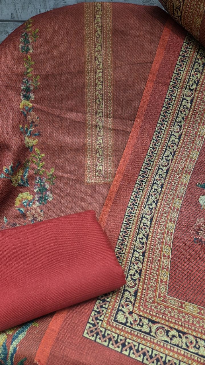Floral Printed Unstitched Suit view 3