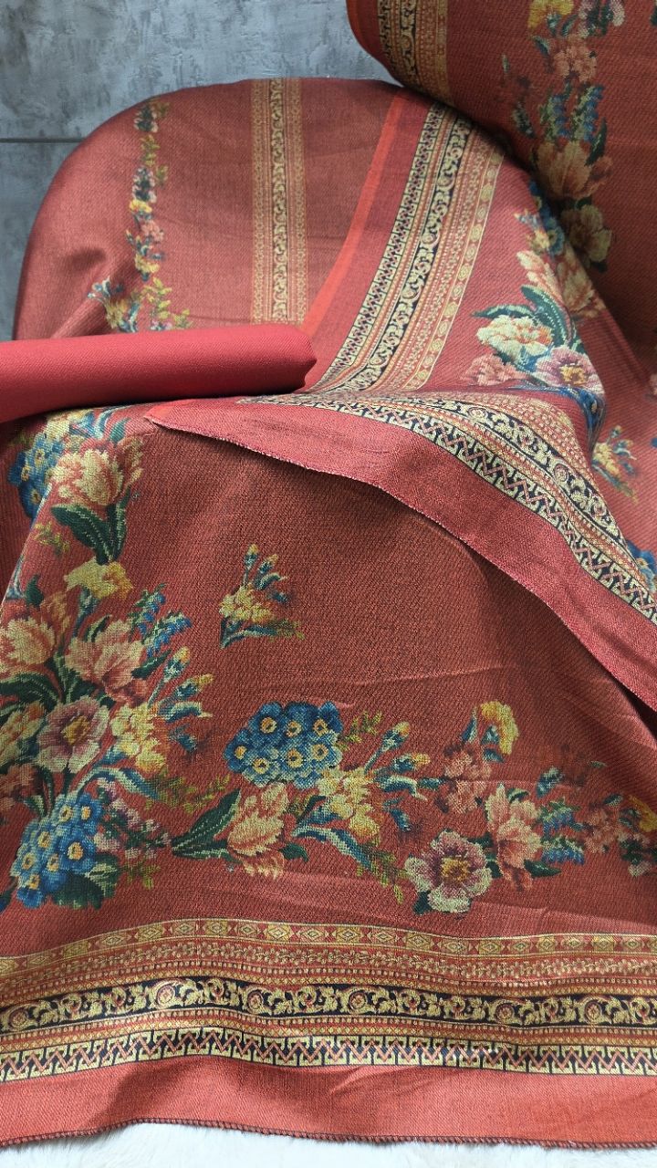 Floral Printed Unstitched Suit view 2