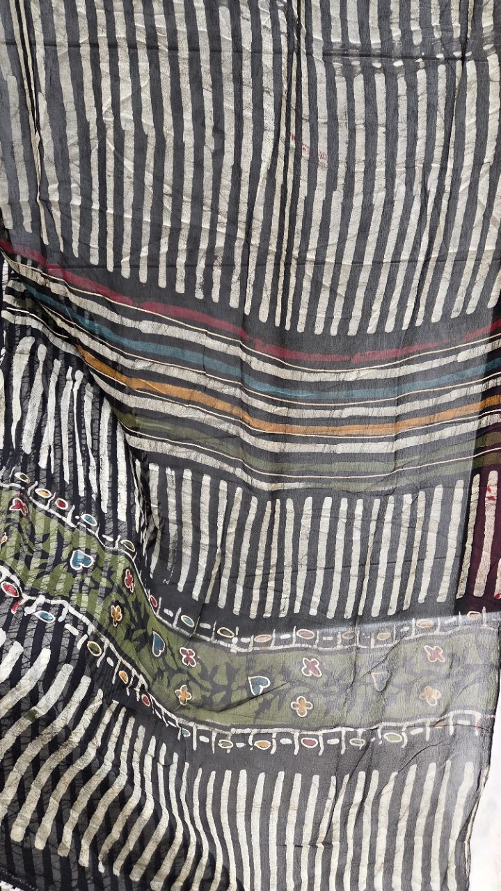 Elegant Striped Ethnic Unstitched Suit view 4