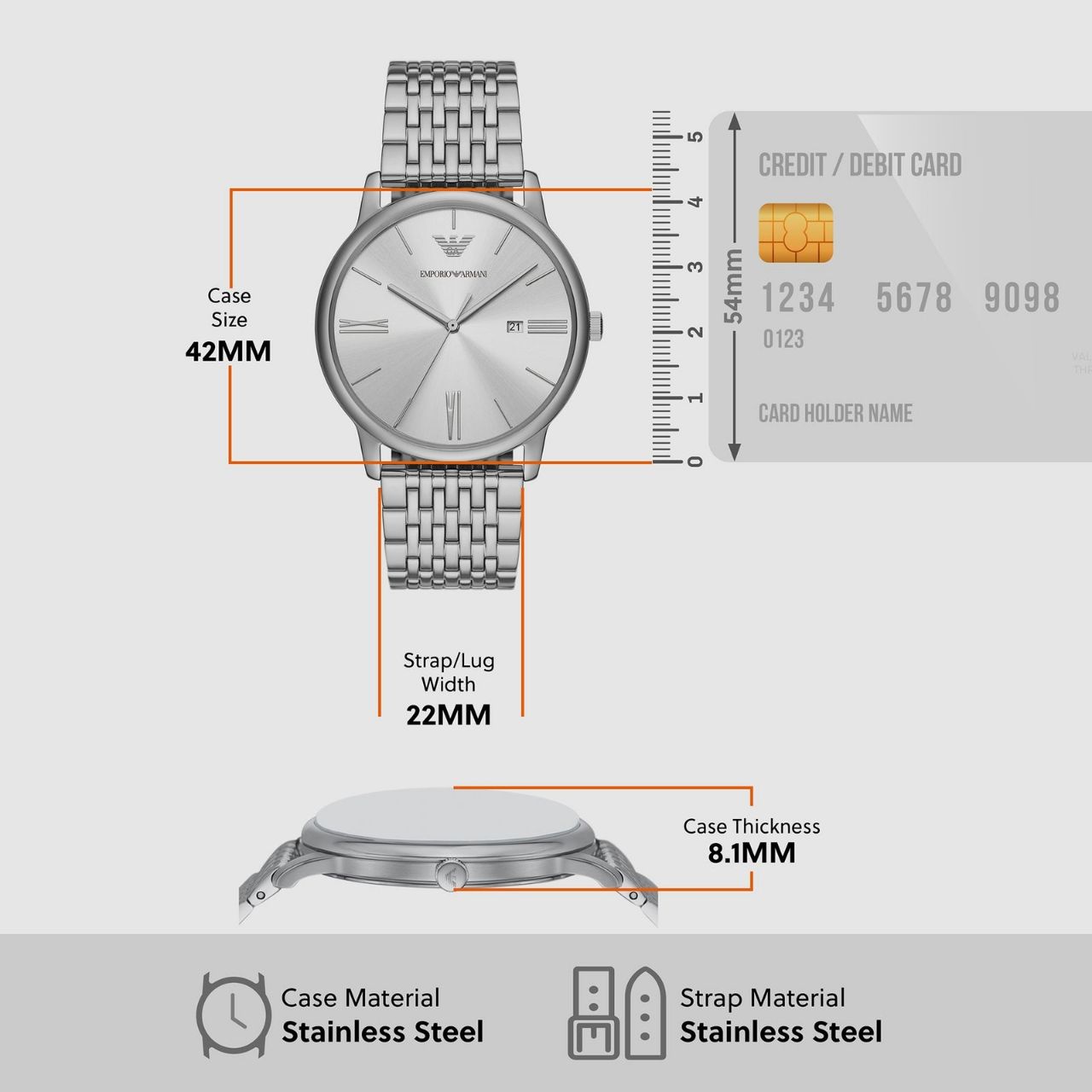 Emporio Armani Silver Watch AR11599 view 5