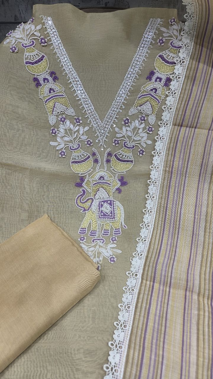 Unstitched Ethnic Suit view 3