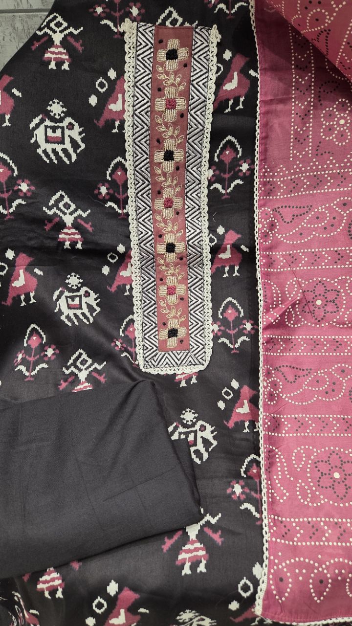 Ethnic Printed Unstitched Suit view 3