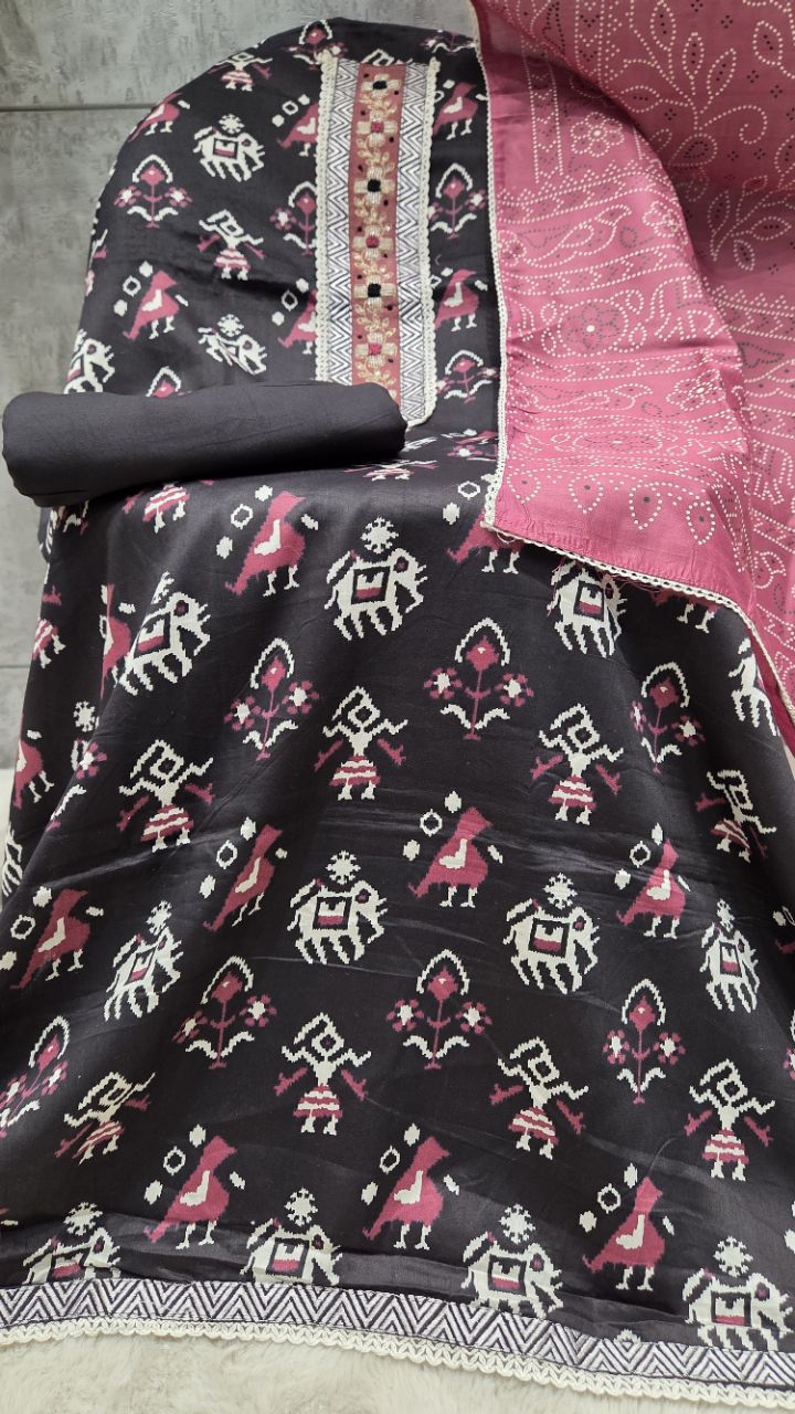Ethnic Printed Unstitched Suit view 2