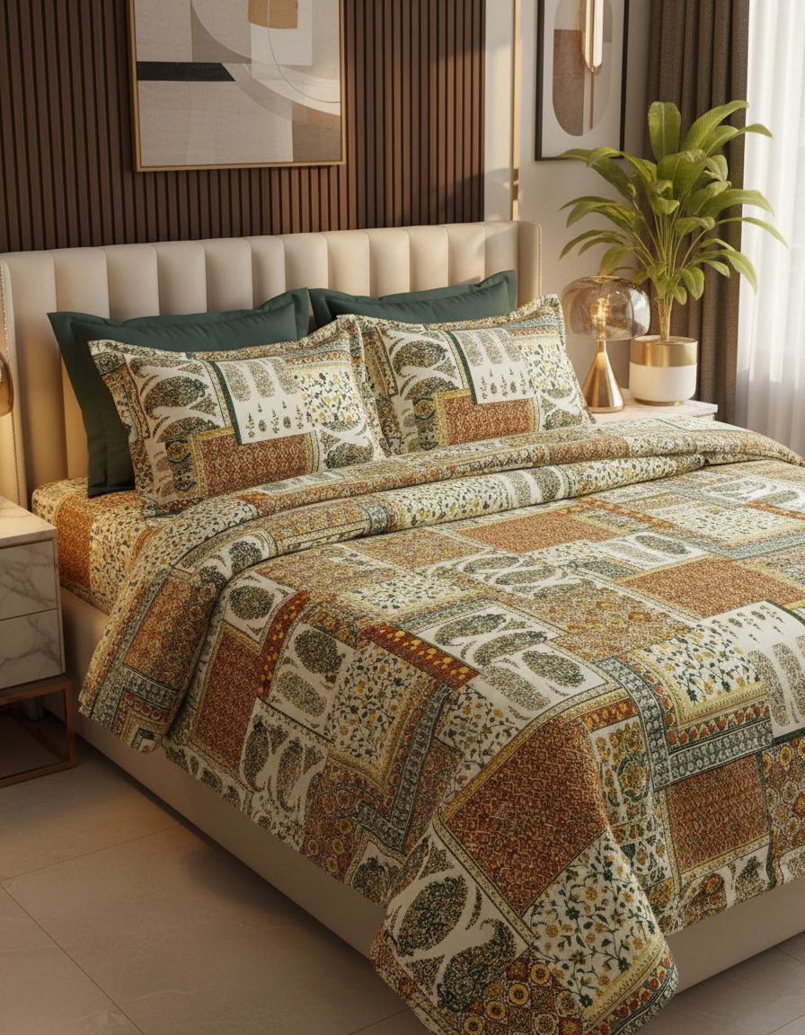 Ajrakh Bedsheet With 2pillow Cover King Size