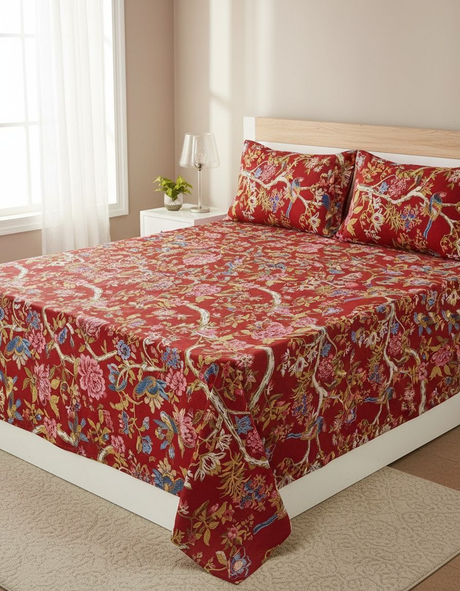 Ajrakh Bedsheet With 2pillow Cover King Size view 3