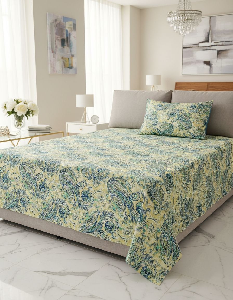 Ajrakh Bedsheet With 2pillow Cover King Size view 4