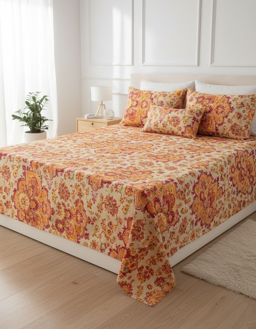 Ajrakh Bedsheet With 2pillow Cover King Size view 9