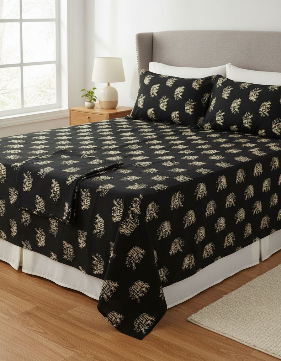 Ajrakh Bedsheet With 2pillow Cover King Size view 10