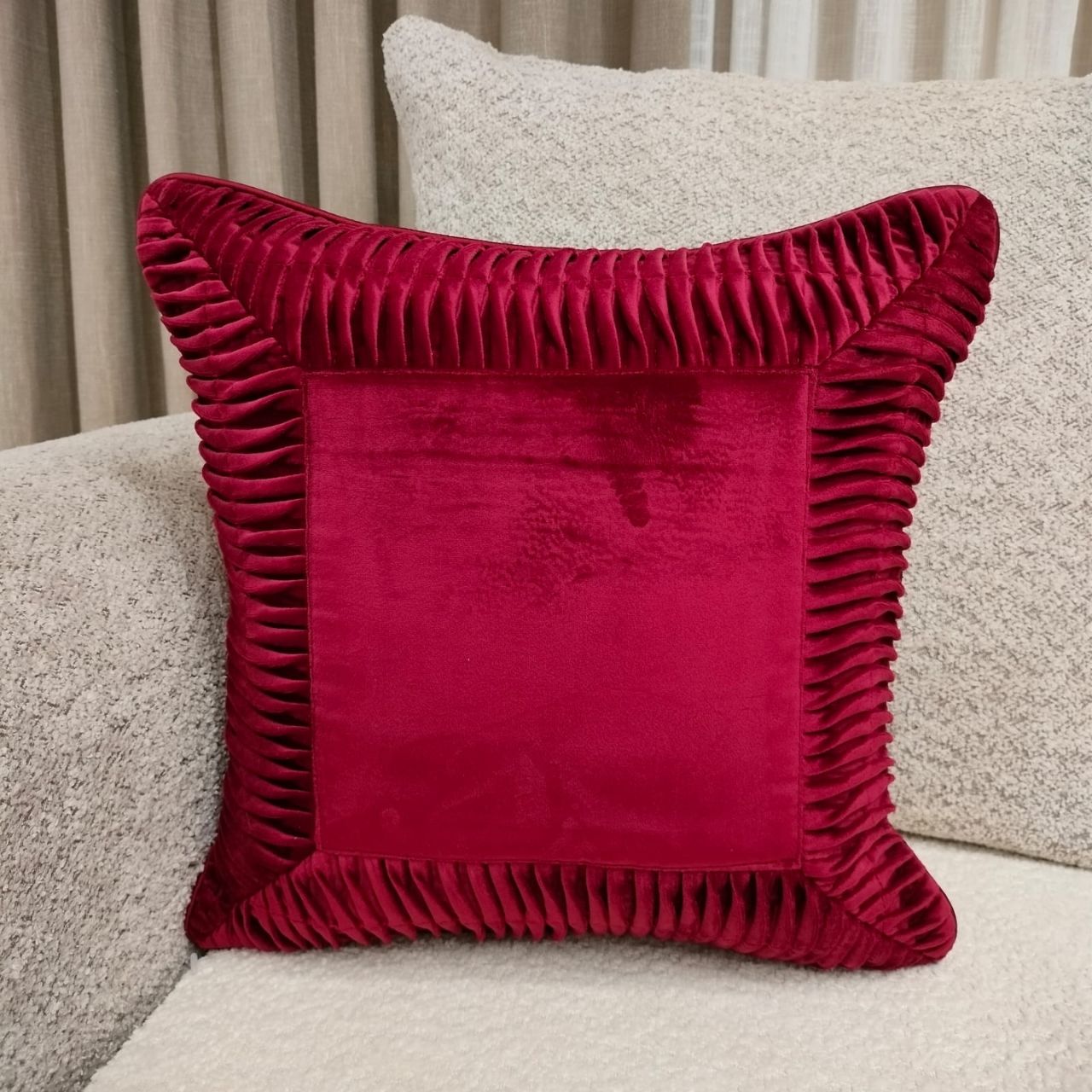 Linens Studio Red Velvet Textured Cushion Cover CC-174 view 4