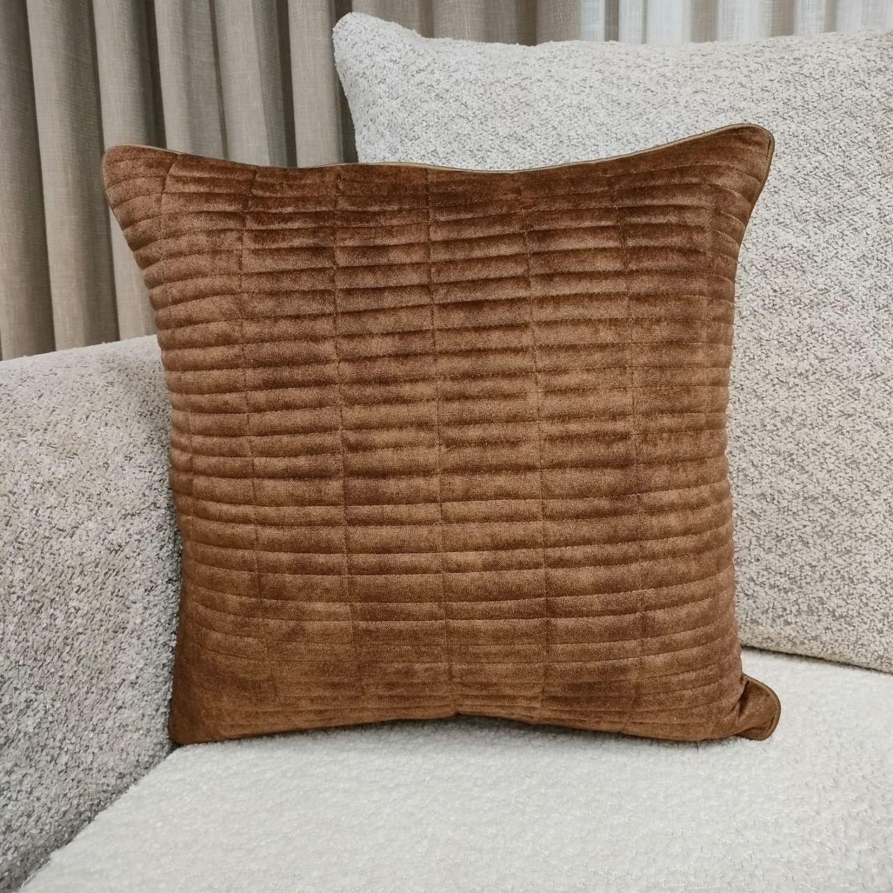 Linens Studio Brown Textured Cushion Cover CC-154 view 4
