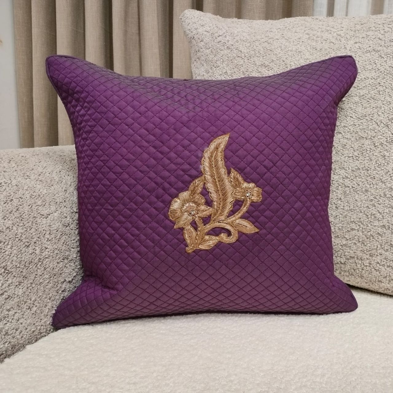 Linens Studio Embroidered Purple Cushion Cover CC-420 view 4