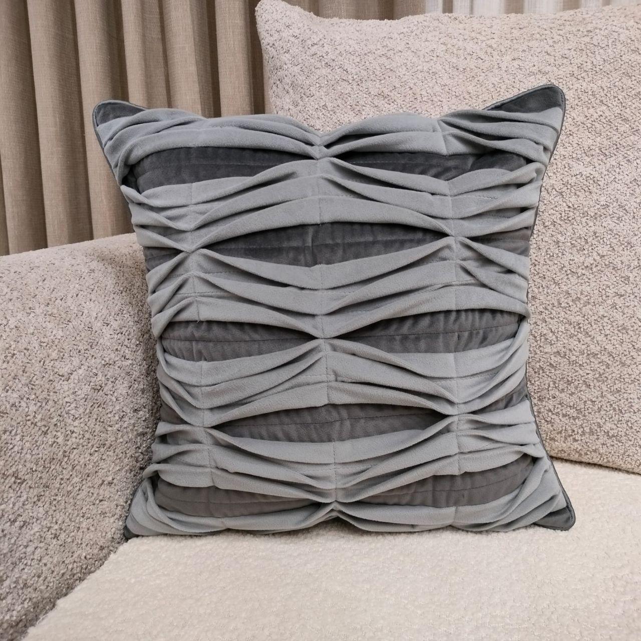 Linens Studio Grey Pleated Cushion Cover CC-403 view 4