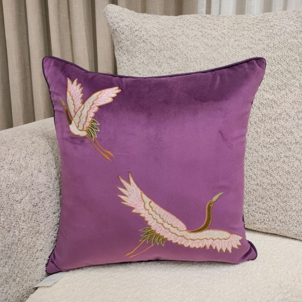 Linens Studio Velvet Purple Embroidered Cushion Cover CC-179 view 4