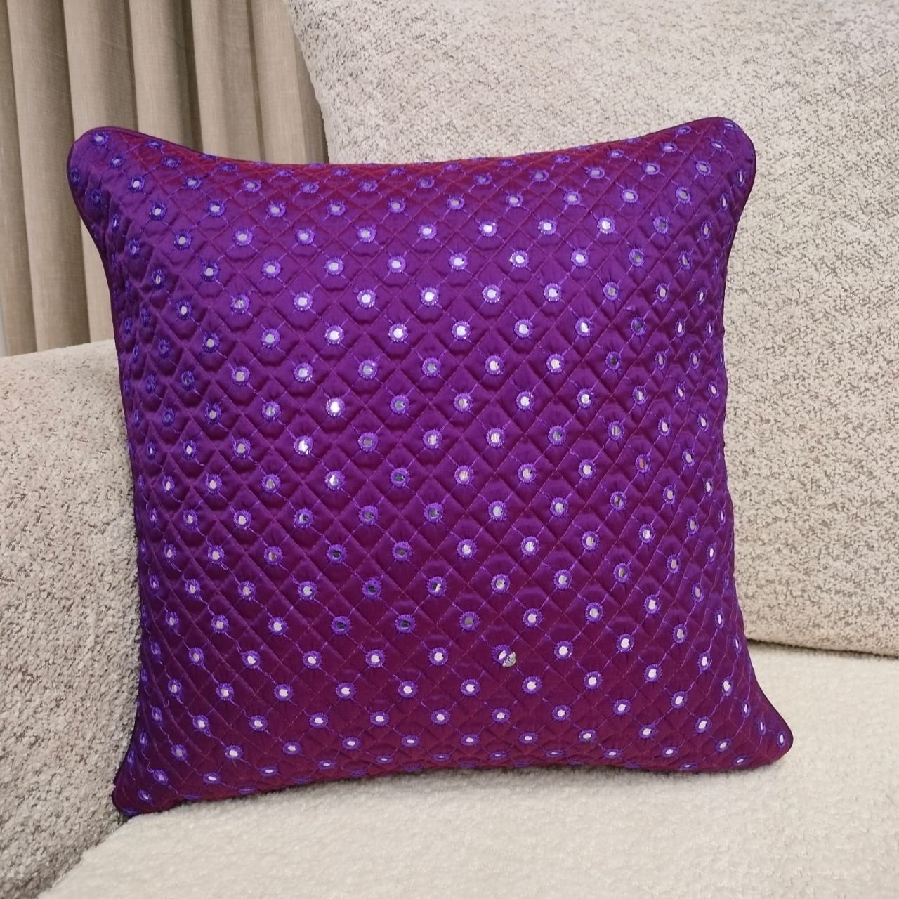 Linens Studio Purple Sequin Decorative Cushion Cover CC-317 view 4