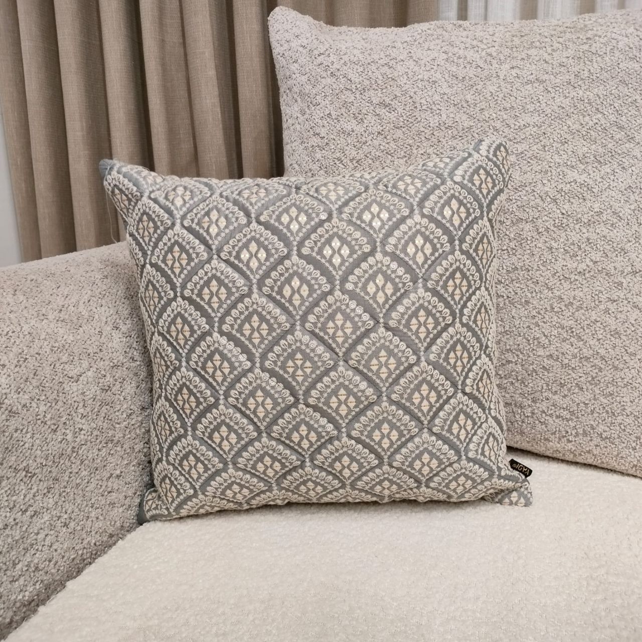 Linens Studio Grey Ethnic Cushion Cover CC-414 view 4