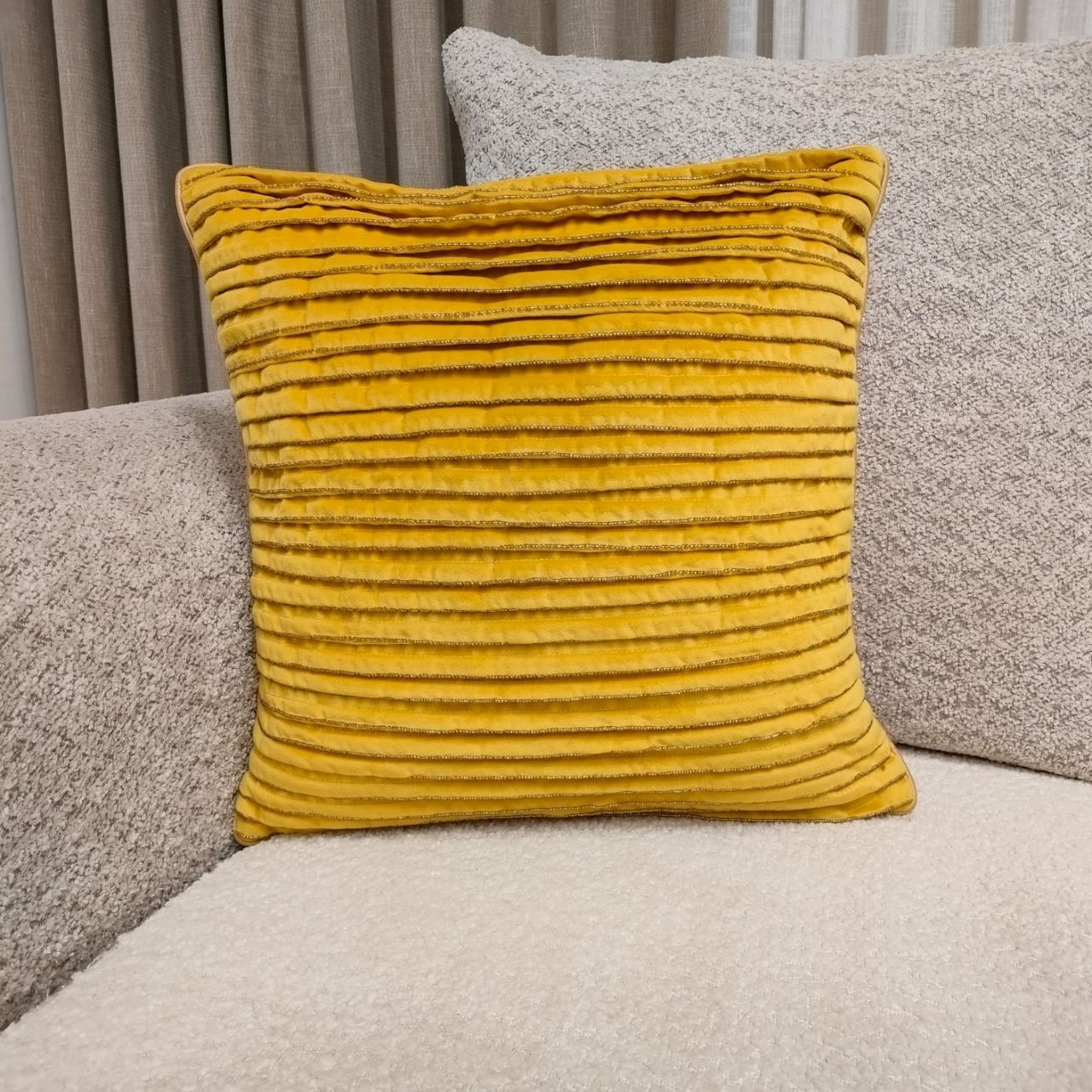Linens Studio Velvet Striped Bead Work Cushion Cover CC-335 view 4