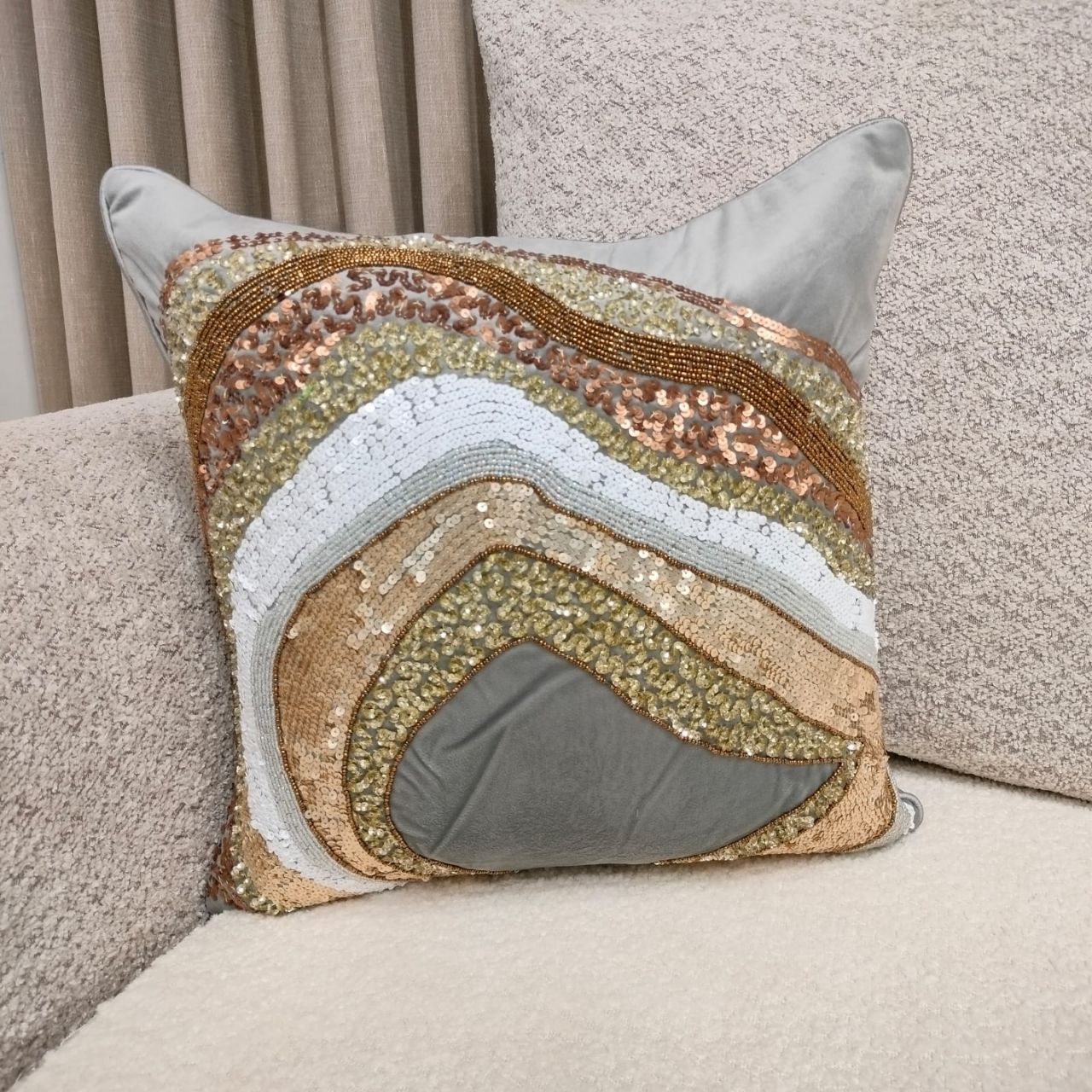 Linens Studio Sequin Pattern Cushion Cover 1 CC-172 view 4