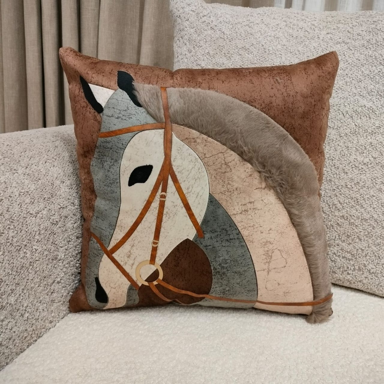 Linens Studio Suede Horse Print Cushion Cover CC-411 view 4