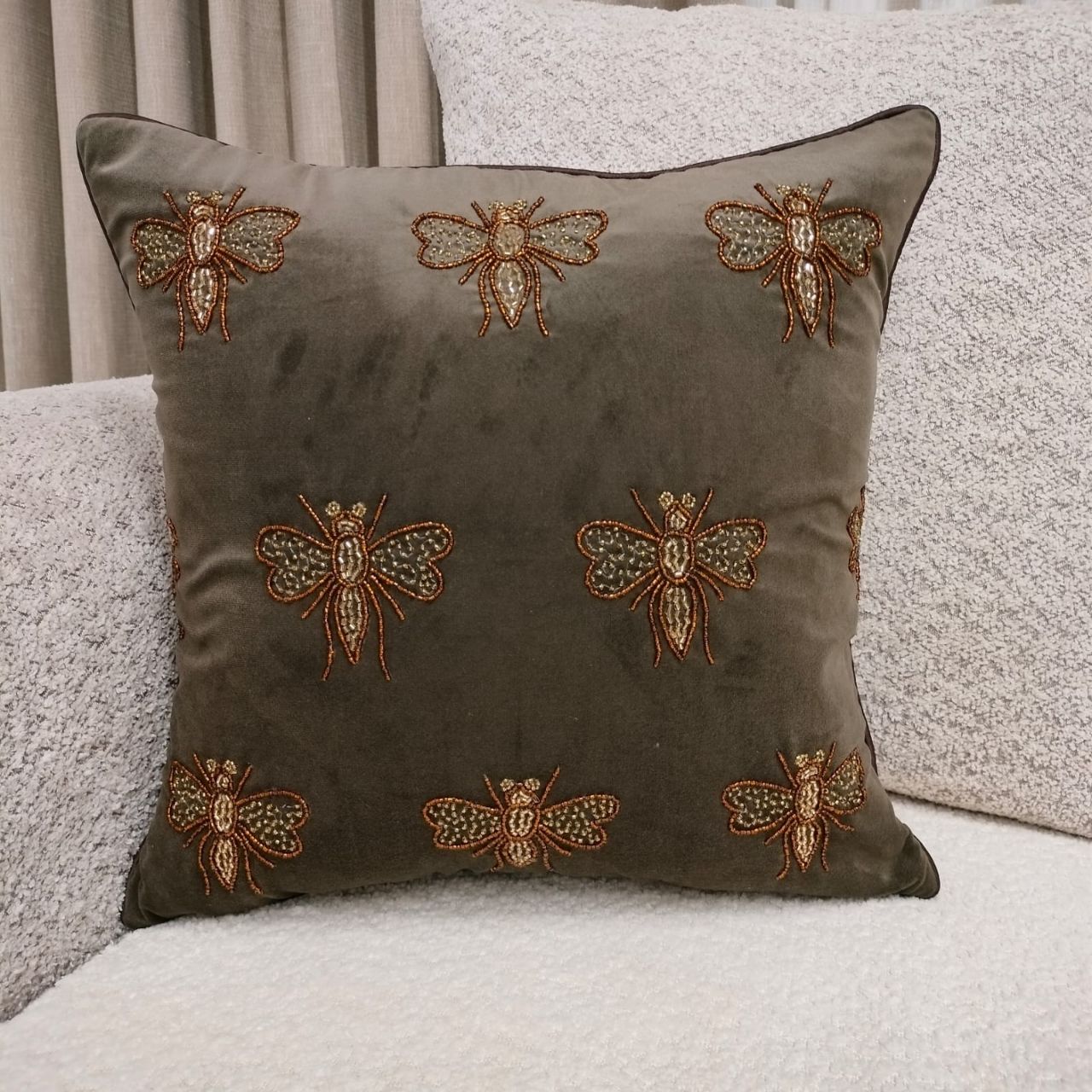 Linens Studio Embroidered Bee Design Cushion Cover CC-419 view 4