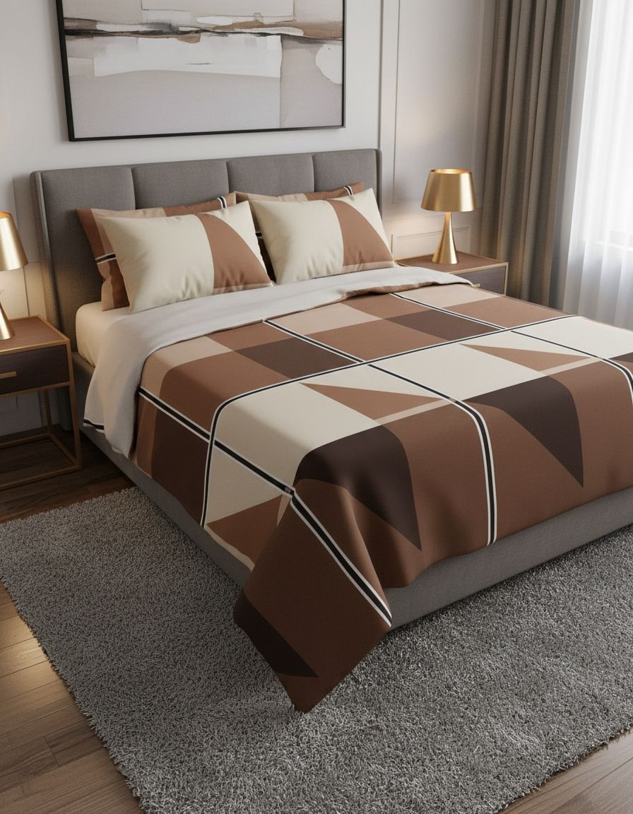3psc Set Elastic Fitted Double Bed Sheet With 2pillow Cover view 3