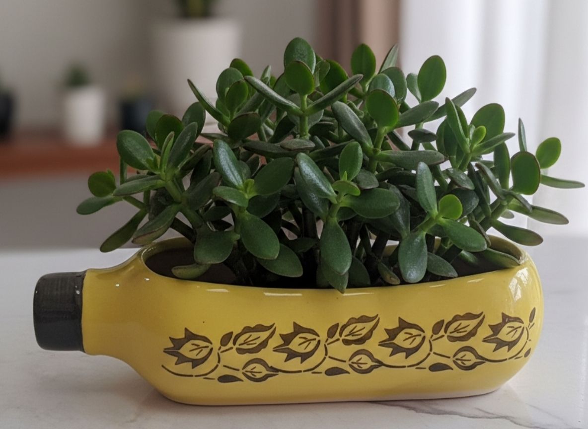 Ceramic Yellow Planter 3"H & 12"W