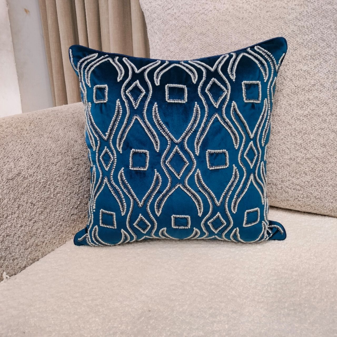 Embroidered Blue Cushion Cover CC- 165 view 4