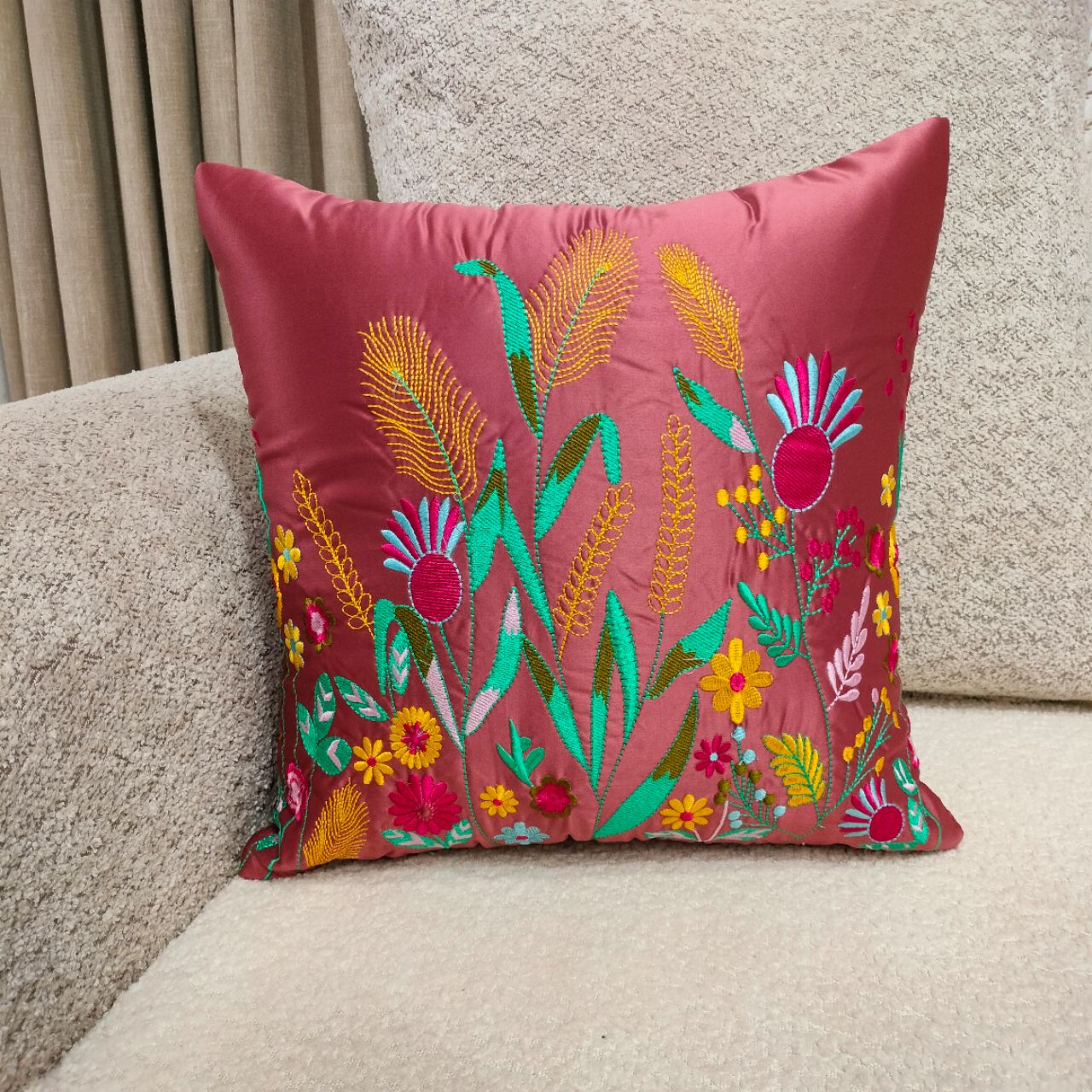 Floral Embroidered Cushion Cover CC-372 view 4