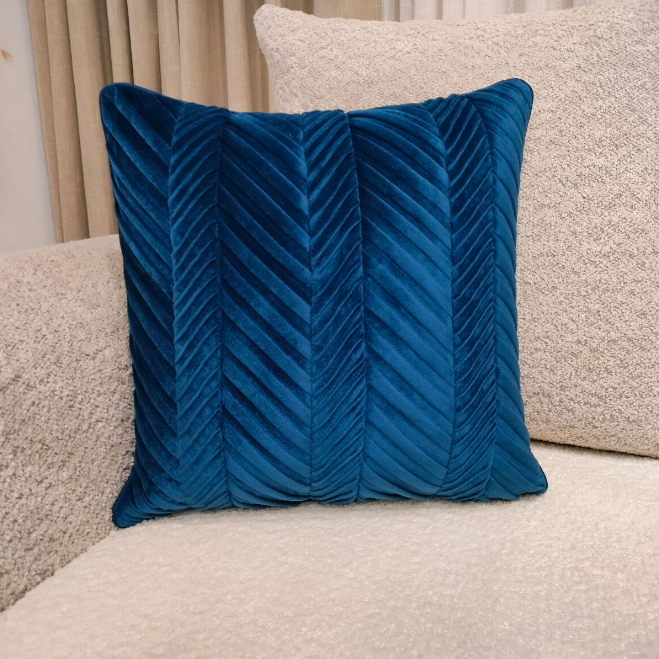 Plush Blue Velvet Cushion Cover CC-363 view 4