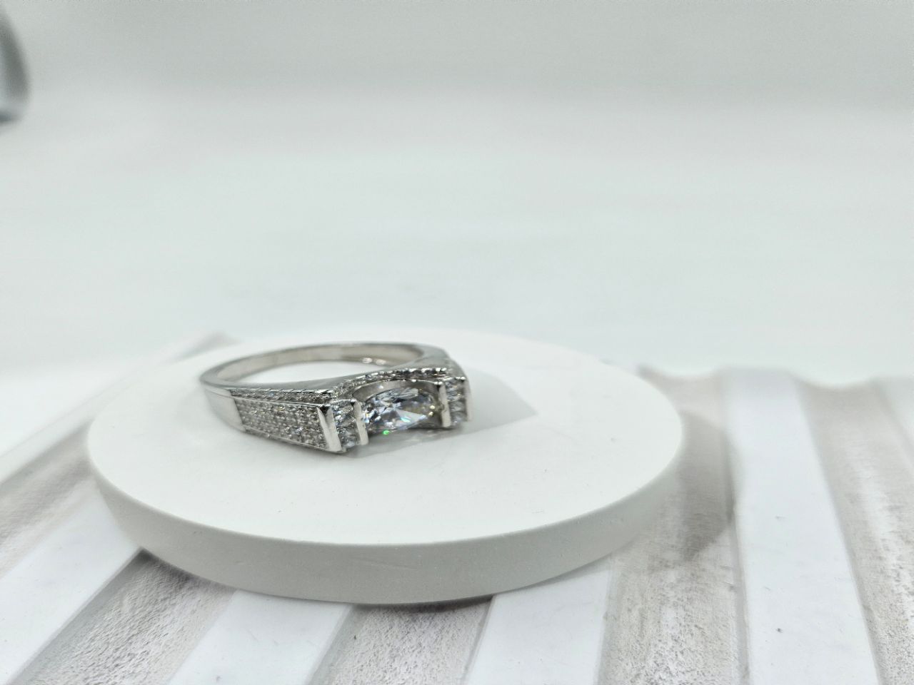 Elegant Silver Diamond Ring view 2