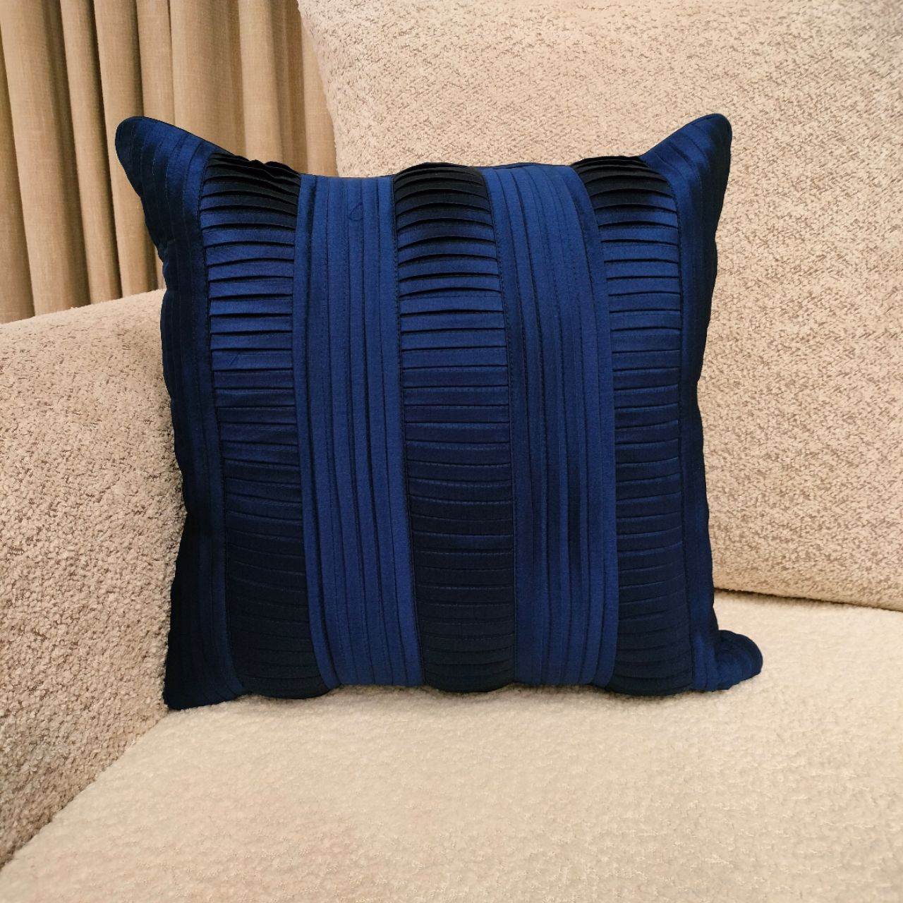Navy Pleated Cushion Cover - Linens Studio CC-406 view 4