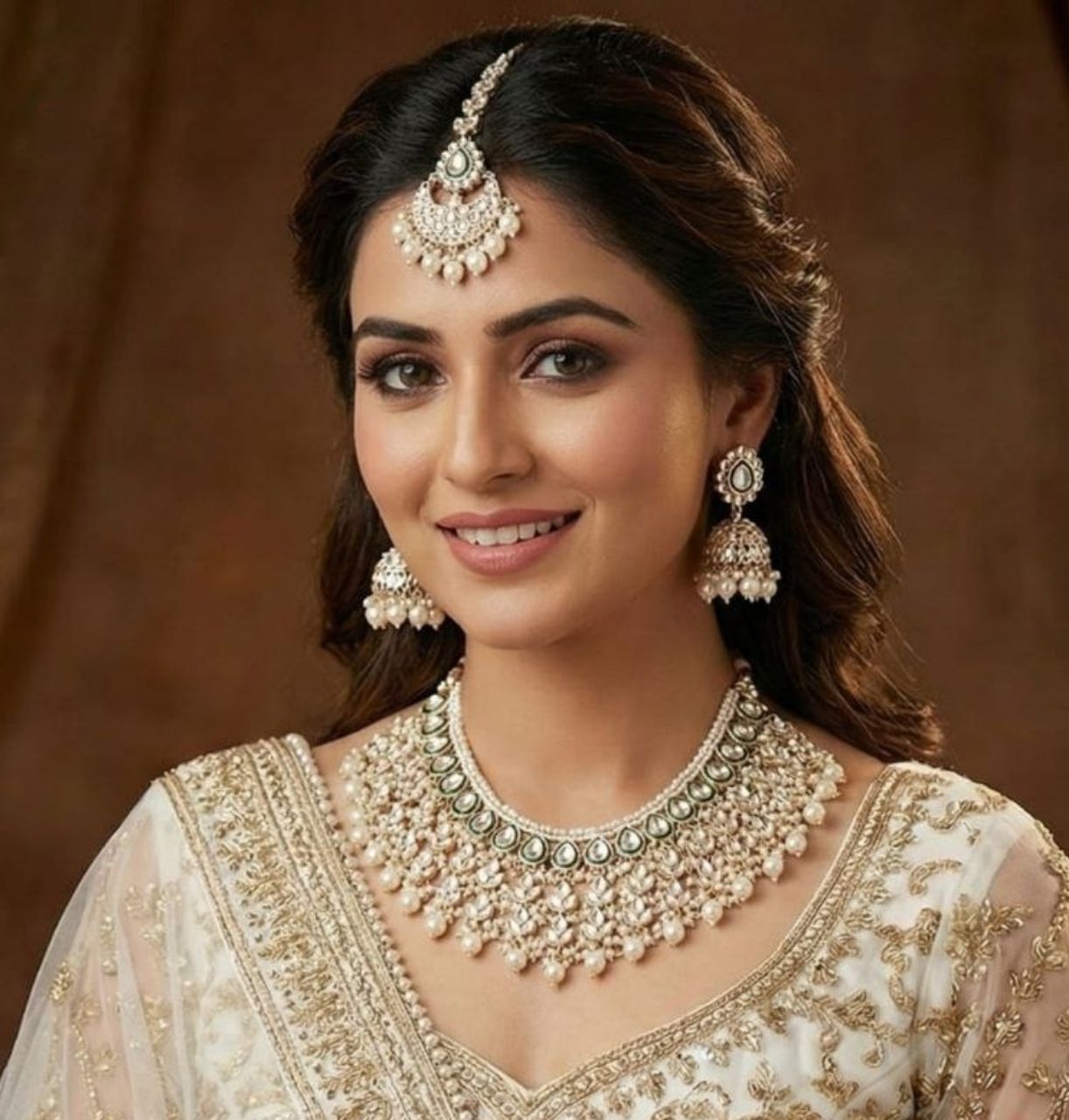 Pearl and Kundan Jewelry Set