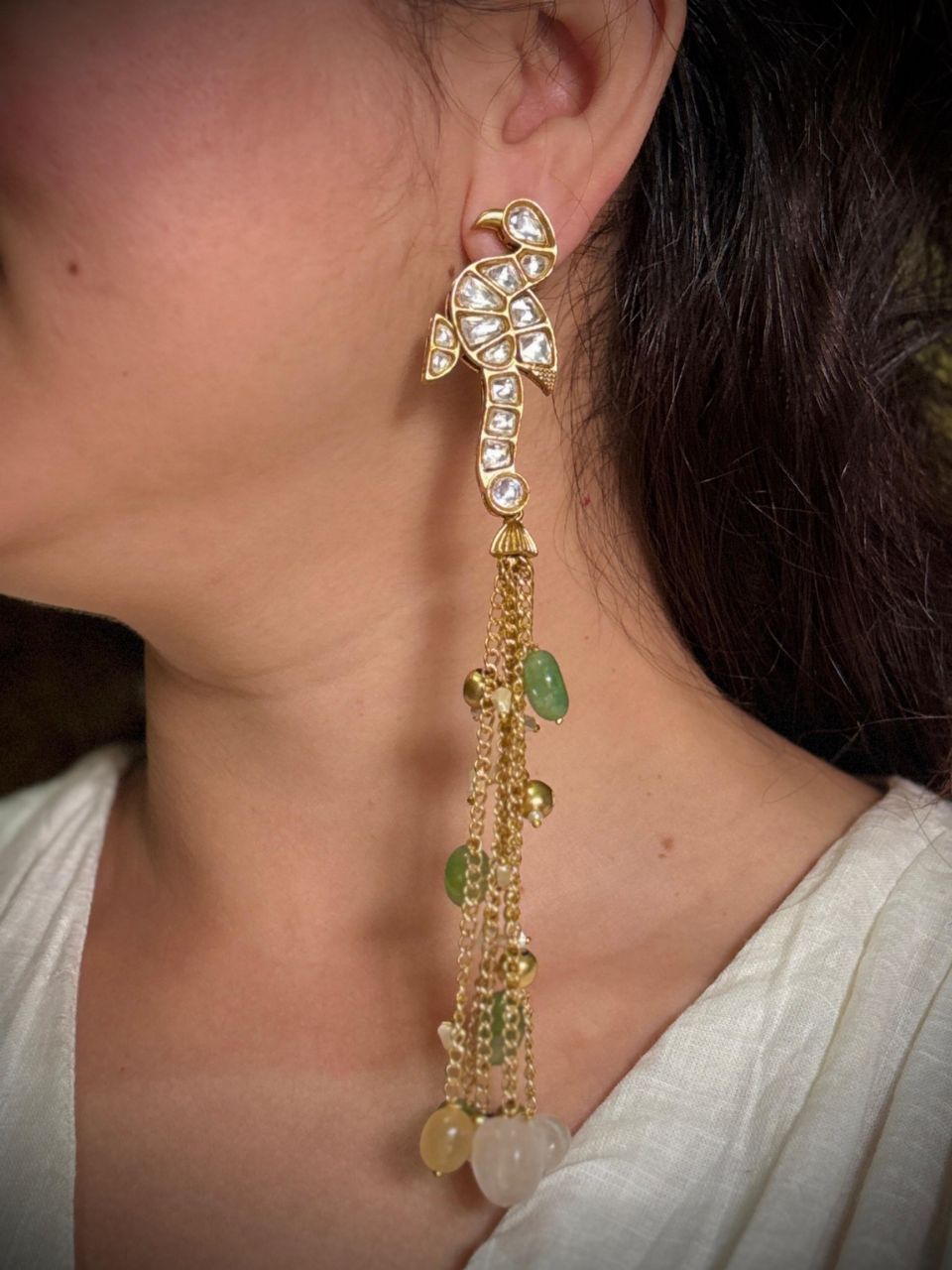 Kashmiri Long Earrings by Tamoha Jewels view 2