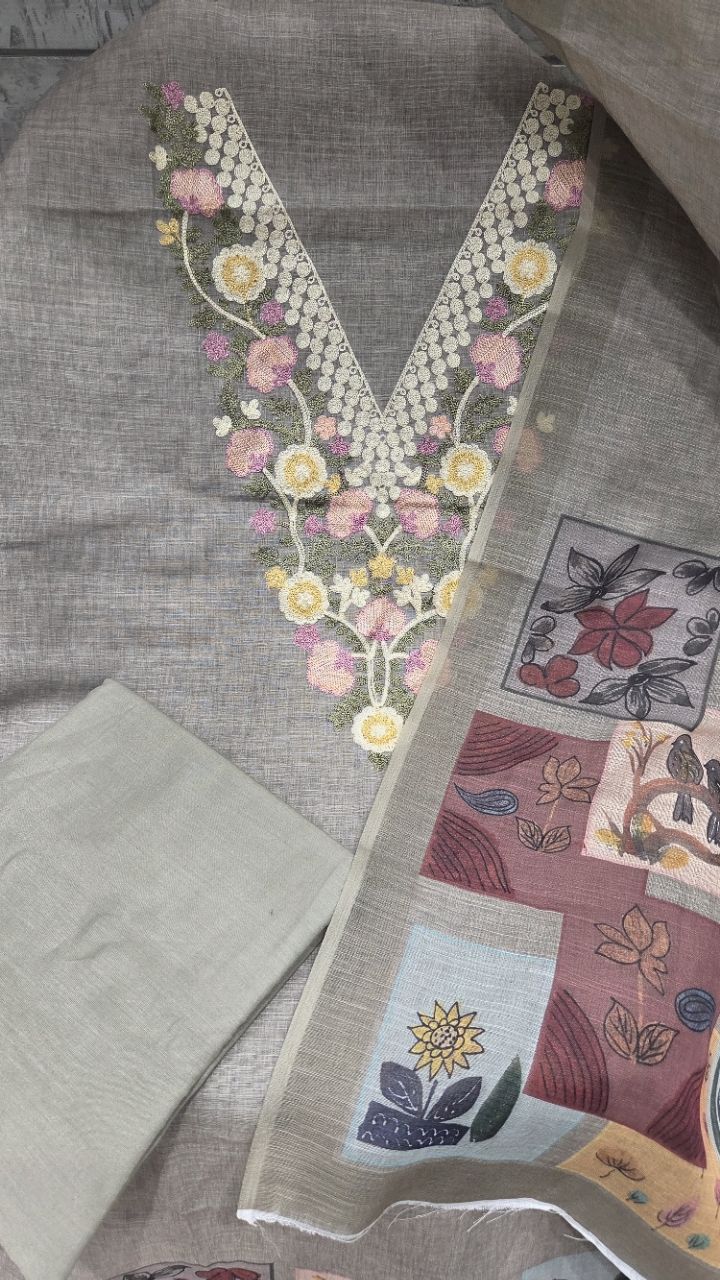 Embroidered Unstitched Ethnic Suit view 3