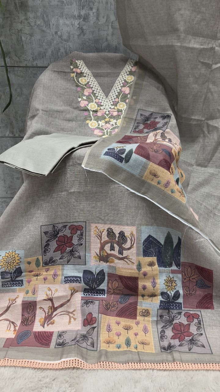 Embroidered Unstitched Ethnic Suit view 2