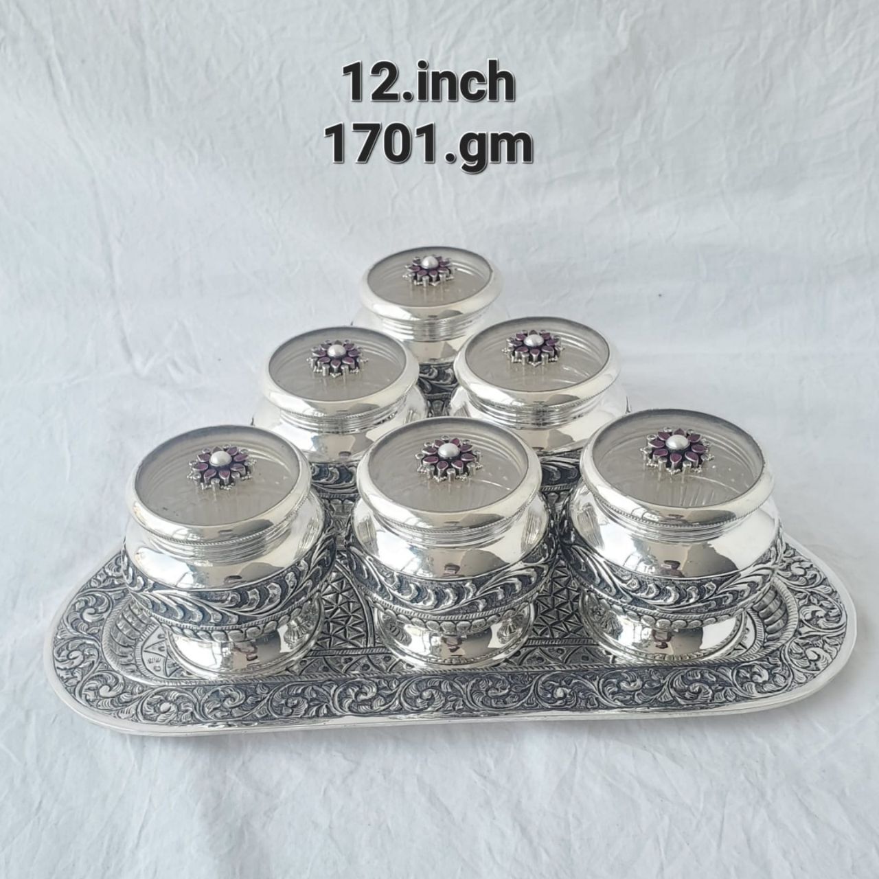 Silver Dry Fruit Set by Rishtey