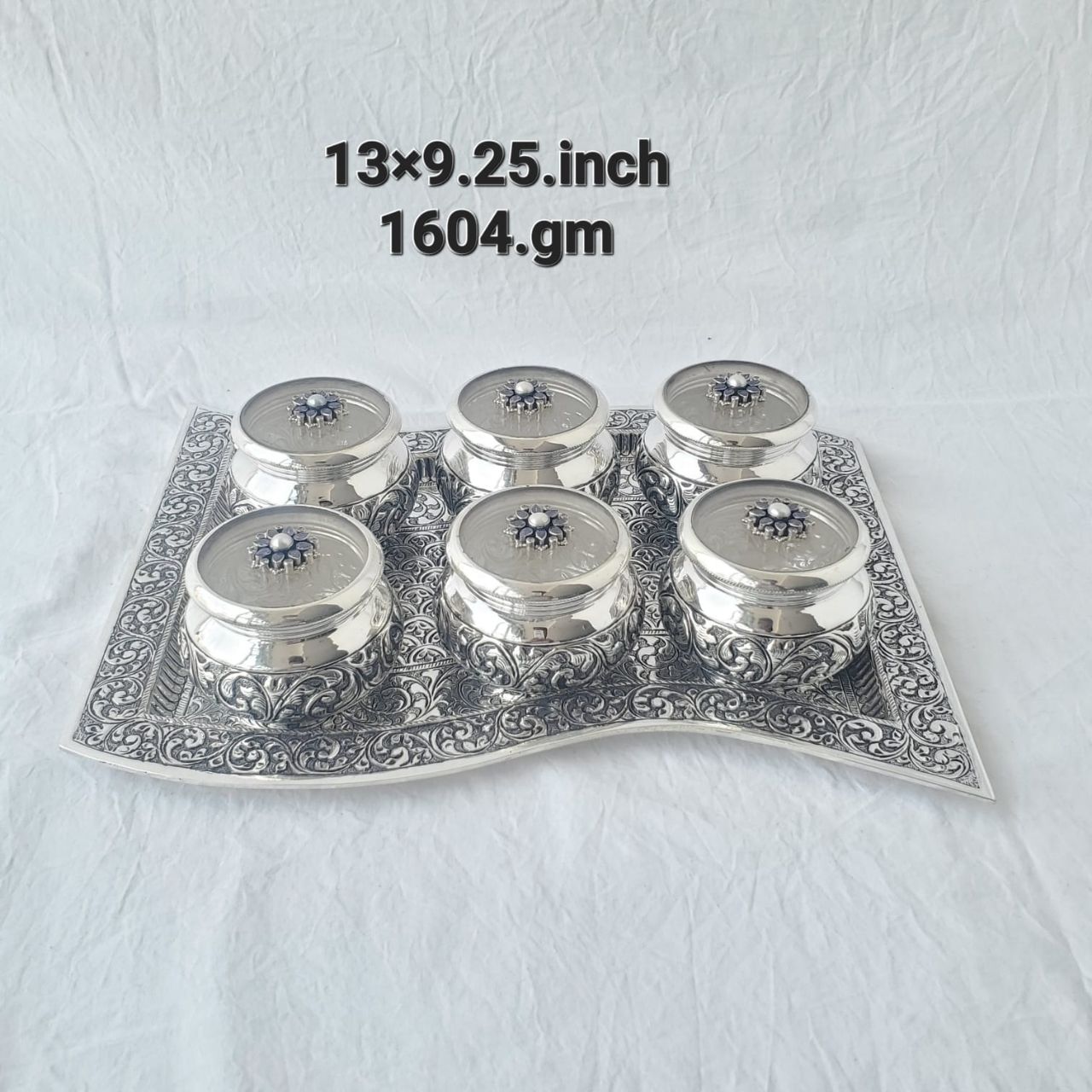 Rishtey Silver Dry Fruit Set With Tray