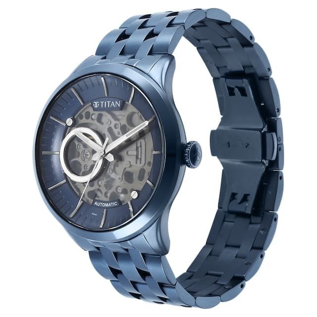 Titan Automatic Blue Dial Mens Watch 90140QM03 view 3
