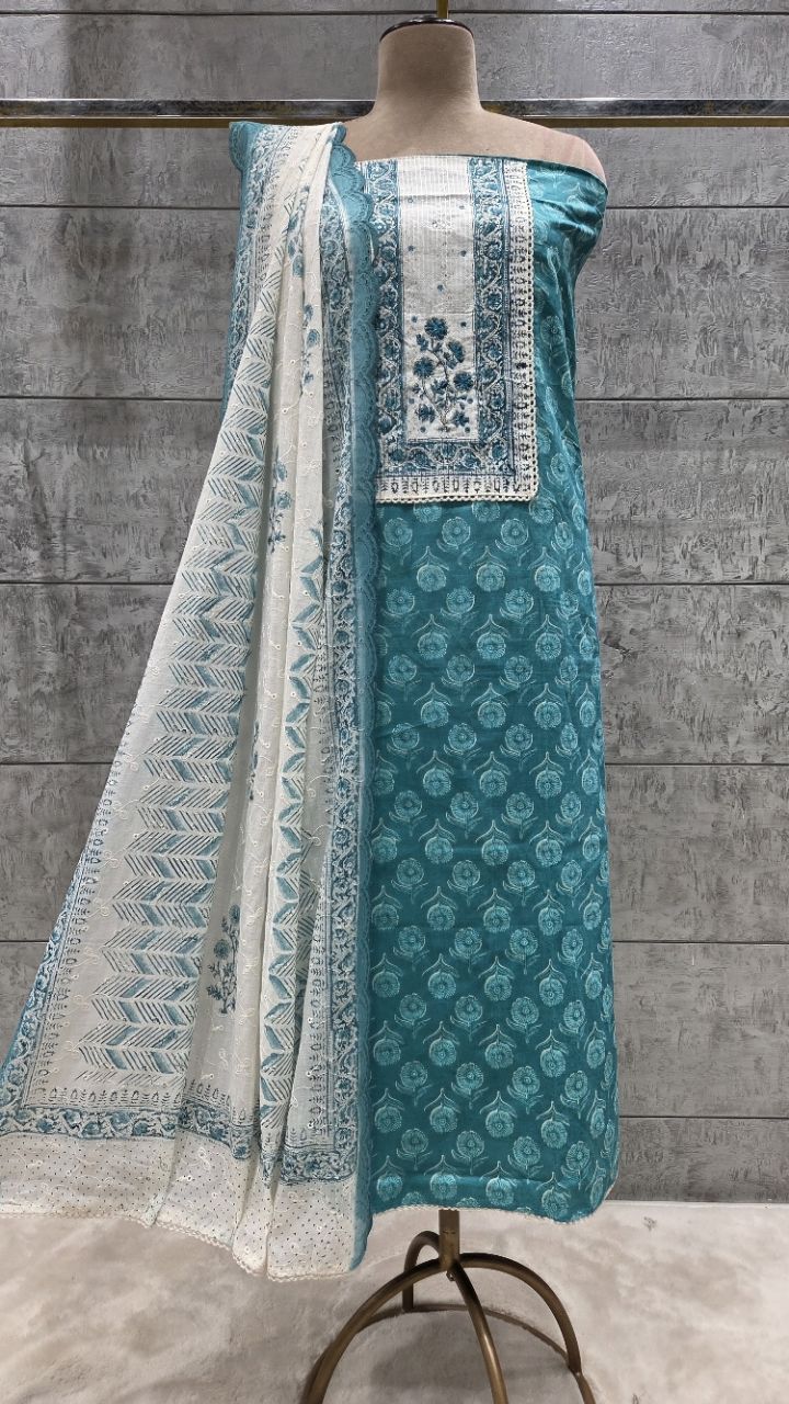 Sky Blue Unstitched Suit view 3