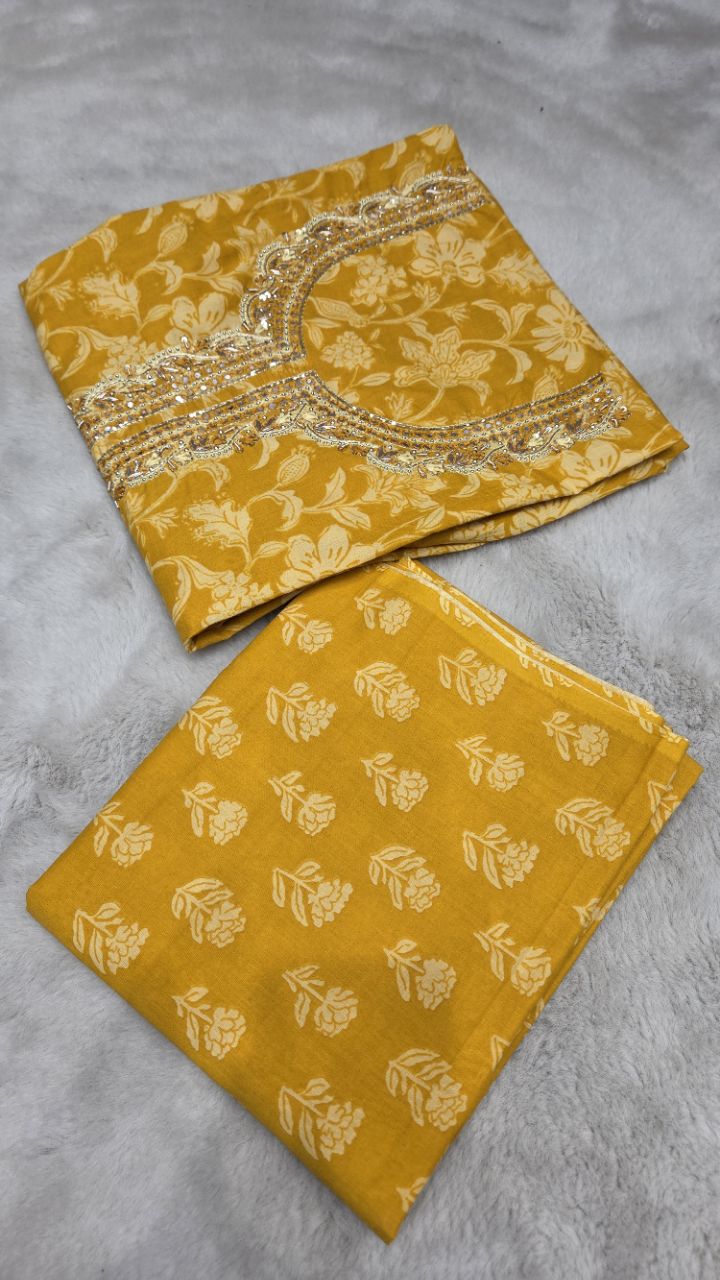 Yellow Unstitched Suit Fabric view 6