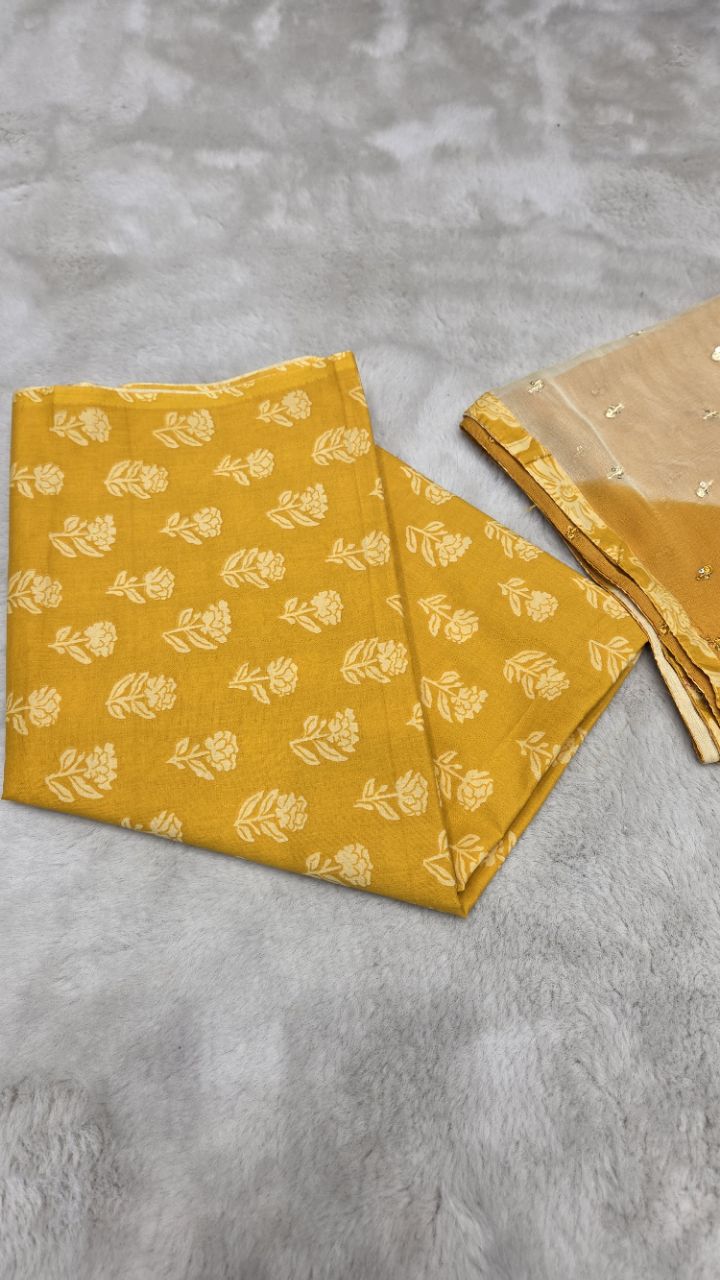Yellow Unstitched Suit Fabric view 5
