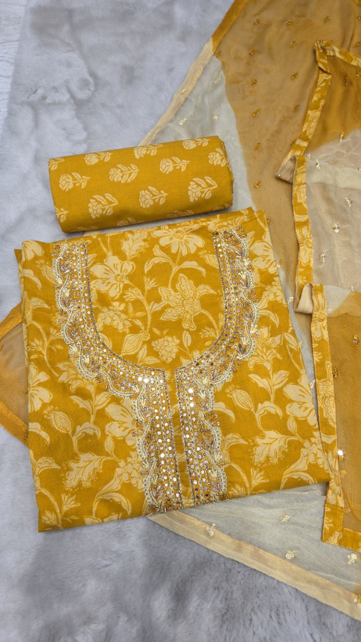 Yellow Unstitched Suit Fabric view 2