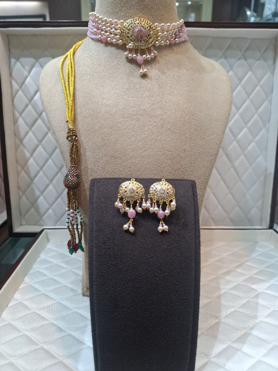 925 Silver Choker Necklace Set with Earrings view 2